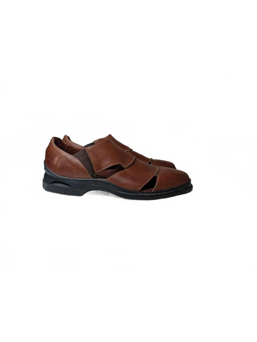 Cole Haan Brown Leather Fisherman Sandals with Black Sole, Size 11